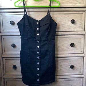 Black button up denim dress